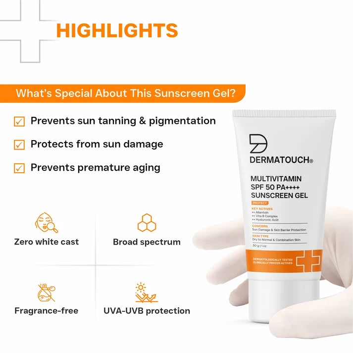 Multivitamin SPF 50 Pa++++ Sunscreen Gel for Sun Damage & Skin Barrier RepairHelps  Prevent Tanning Block UV Rays Fight Sun-Damage Hydrate Skin Suitable For  Daily Use Indian Weather Outdoor Use Men & Wome