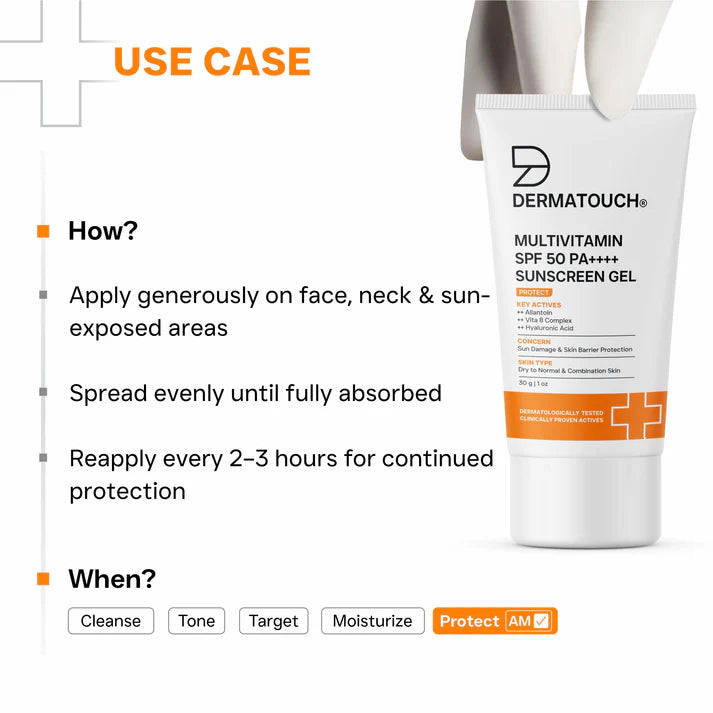 Multivitamin SPF 50 Pa++++ Sunscreen Gel for Sun Damage & Skin Barrier RepairHelps  Prevent Tanning Block UV Rays Fight Sun-Damage Hydrate Skin Suitable For  Daily Use Indian Weather Outdoor Use Men & Wome