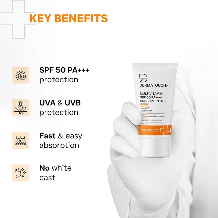 Multivitamin SPF 50 Pa++++ Sunscreen Gel for Sun Damage & Skin Barrier RepairHelps  Prevent Tanning Block UV Rays Fight Sun-Damage Hydrate Skin Suitable For  Daily Use Indian Weather Outdoor Use Men & Wome